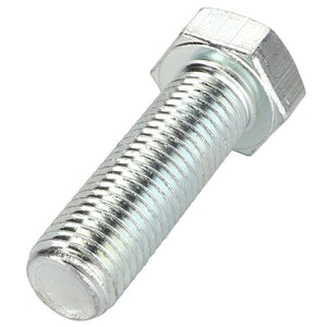 Close-up of the AGCO Bolt - Acp0322330, a silver hexagonal bolt with a threaded shaft. The bolt is positioned diagonally, with the hex head on the upper right and the threaded end on the lower left.