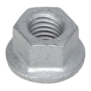 A hexagonal metal nut with internal threading and a flat circular base, specifically the AGCO | Hex Nut - Acw1027150 by AGCO.