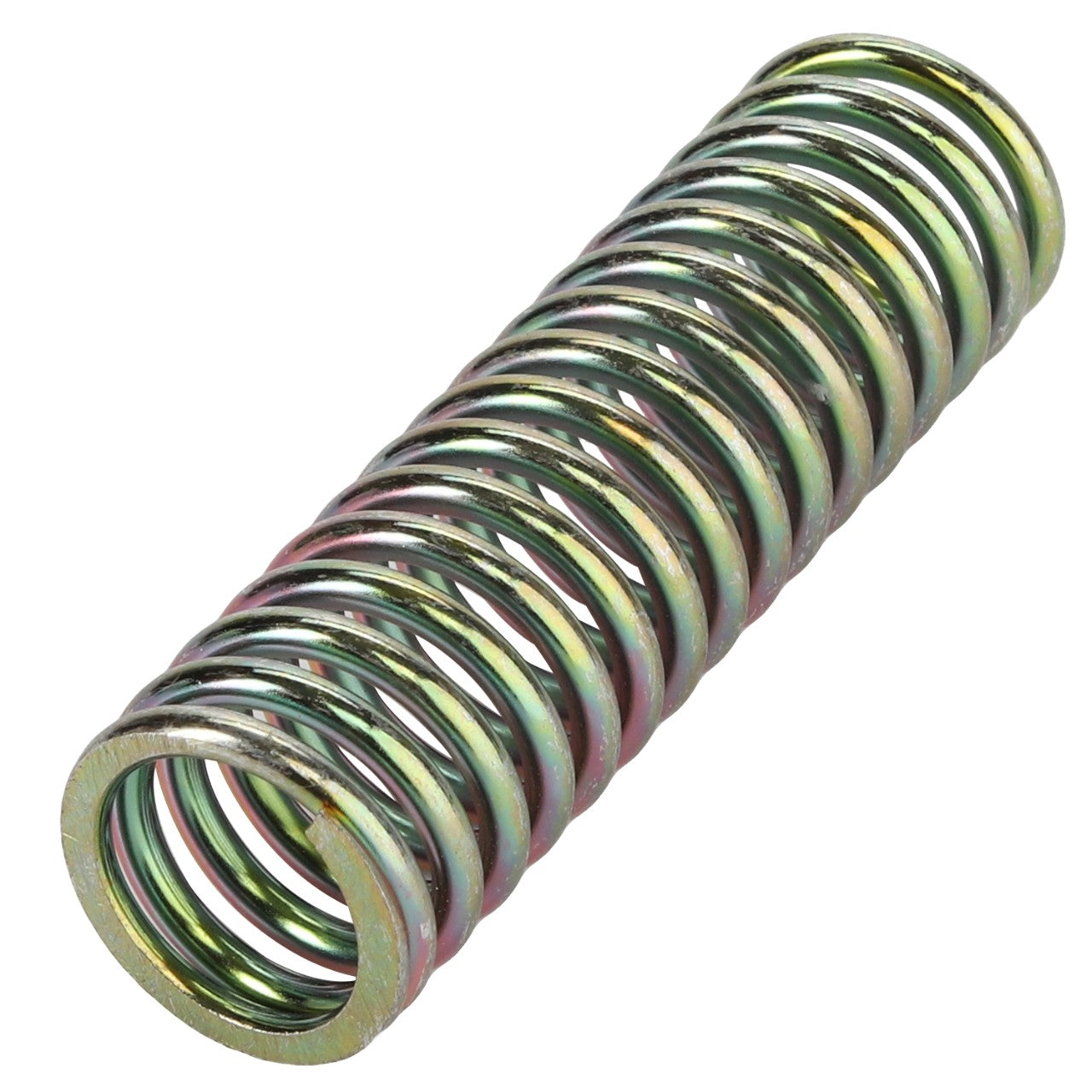 The AGCO | SPRING - D27100794, a tightly coiled, cylindrical metal spring with a shiny surface reflecting light, stands as a testament to durable engineering from AGCO.