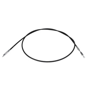 The AGCO | CONTROL CABLE - AL5020948 is a black, flexible cable with metal connectors at both ends, coiled into a loose circle and isolated on a white background.