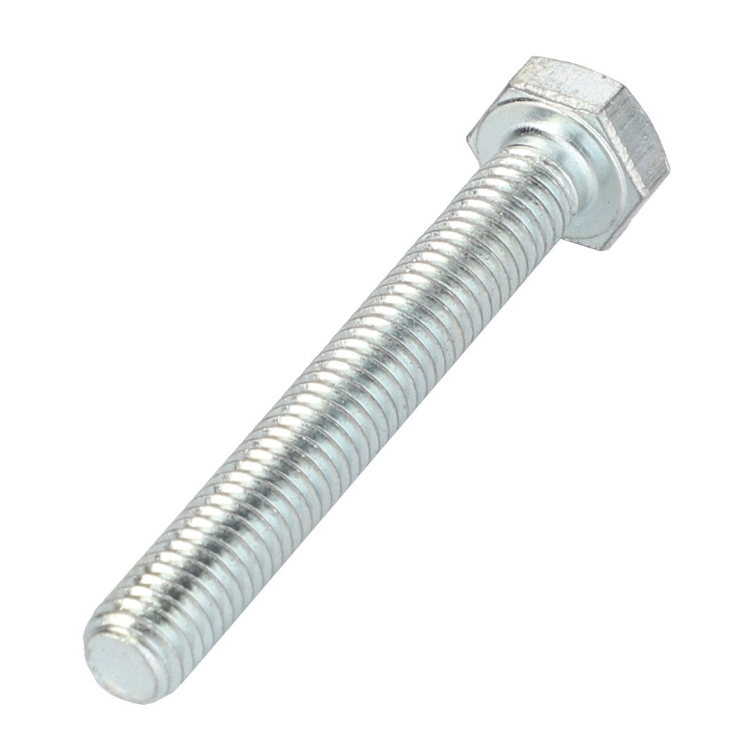 The AGCO | Hex Cap Screw - La15212821, a metal bolt with a hexagonal head and threaded shank from the brand AGCO, is isolated on a white background.