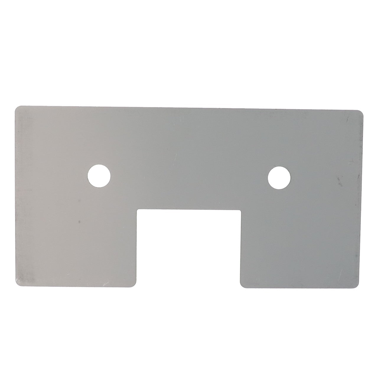 The AGCO | Scraper - Acx0080300 by AGCO is a rectangular metal plate with two small circular holes near the top corners and a U-shaped cutout at the bottom center.