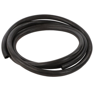 The AGCO | HOSE - D44704201 is a coiled black rubber hose with a hollow interior, arranged in a loose circular shape.