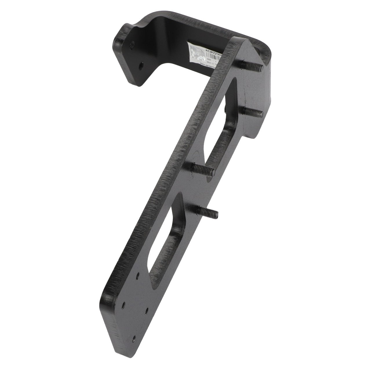 Introducing the AGCO | Support - Acw2290830, a black metal bracket featuring multiple cutouts and protruding threaded bolts, specifically designed for mounting or supporting purposes. Brought to you by the trusted brand AGCO.