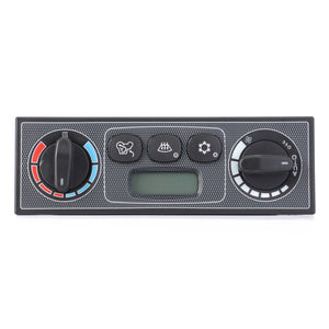 The AGCO | Control Box - Acw214632A by AGCO is a vehicle climate control panel featuring knobs for adjusting temperature and fan speed, along with buttons to select various ventilation modes.