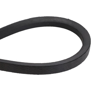 Close-up of the AGCO V BELT - D41963800, a black rubber V-belt looped over itself, showcasing its durable construction. However, specific features or specifications for this product are not currently provided.