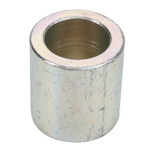 The AGCO BUSH - D28740881, a cylindrical metal spacer with a hollow center, is meticulously crafted for seamless integration in mechanical assemblies.