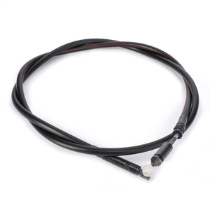 A coiled circular black AGCO | Control Cable, Loader - Al5020944 with connectors at each end on a white background, exemplifying certified AGCO Parts Genuine Electrics for optimal machinery operating safety.