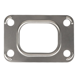 AGCO's Turbocharger Gasket - 3640993M1, featuring an oval-shaped central opening and four corner holes, designed for both 2WD and 4WD Massey Ferguson models.