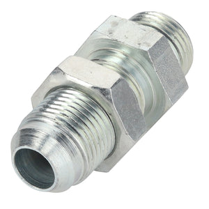 The AGCO Bulkhead (Acp0002840) is a metal hydraulic fitting featuring hexagonal structures and threaded ends, specifically designed for connecting pipes or tubes. The product description is currently unavailable.