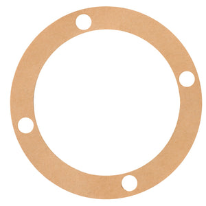 A genuine AGCO gasket for Massey Ferguson models, named "Gasket, Transmission - 180432M1," featuring a circular design with three small holes at equal intervals along its perimeter, set against a white background.