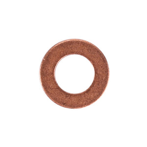 A small, circular, flat copper washer with a central hole, AGCO Seal Injector Nozzle - F119200710650, perfect for repair and maintenance tasks, viewed against a white background.