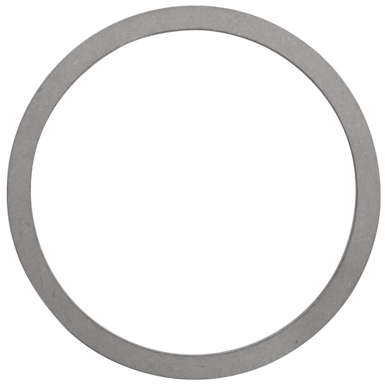 A sleek, metallic circular ring with a thin profile, the AGCO | SHIM - F743300021500 by AGCO.