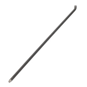 A durable, long, gray metal rod with one straight end and one slightly bent end, reminiscent of the quality found in Massey Ferguson machinery, described as AGCO's Locking Wire - F716300050030.