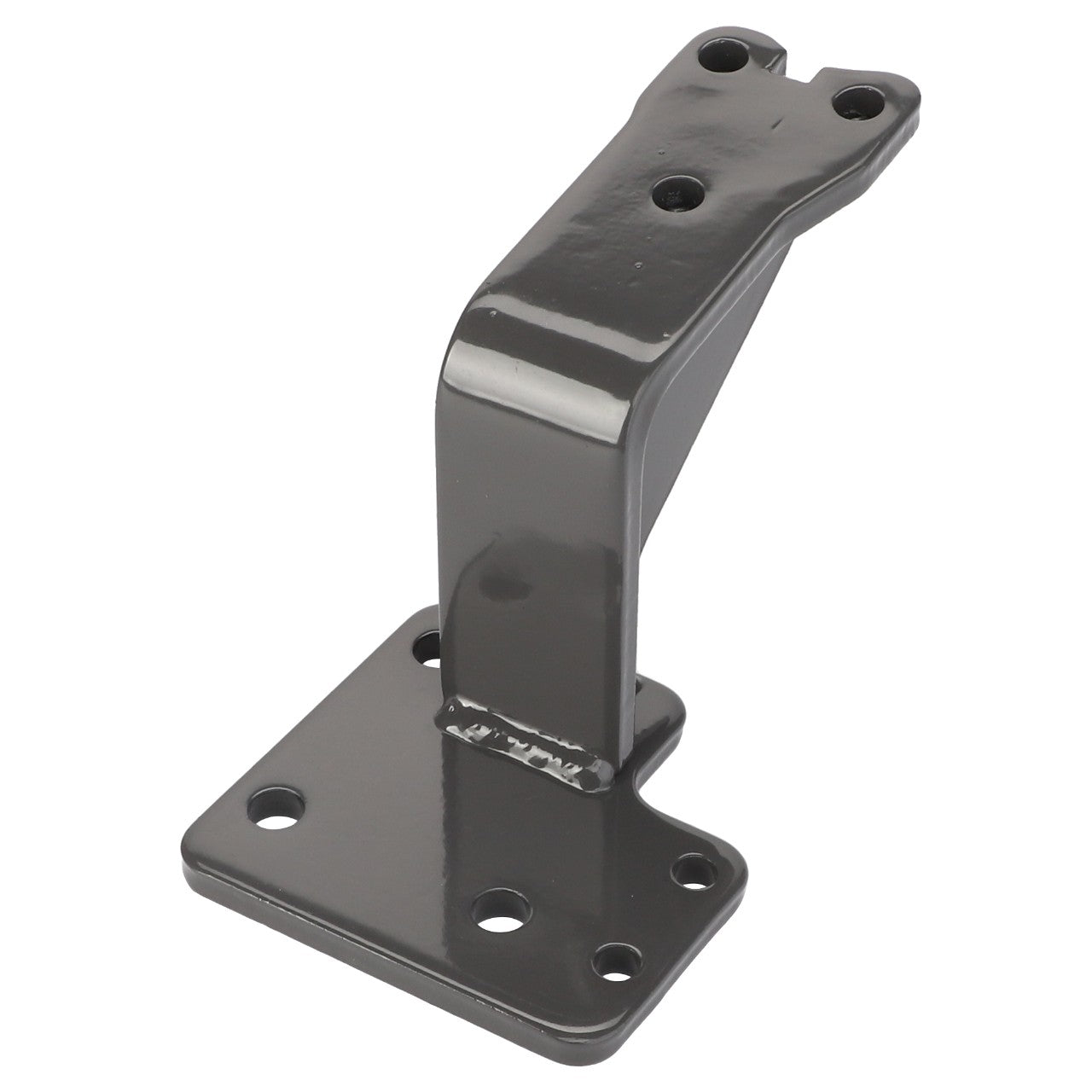 The AGCO Bracket - Acw029339B is a black metal bracket featuring a right-angle design with multiple holes in its base and top.