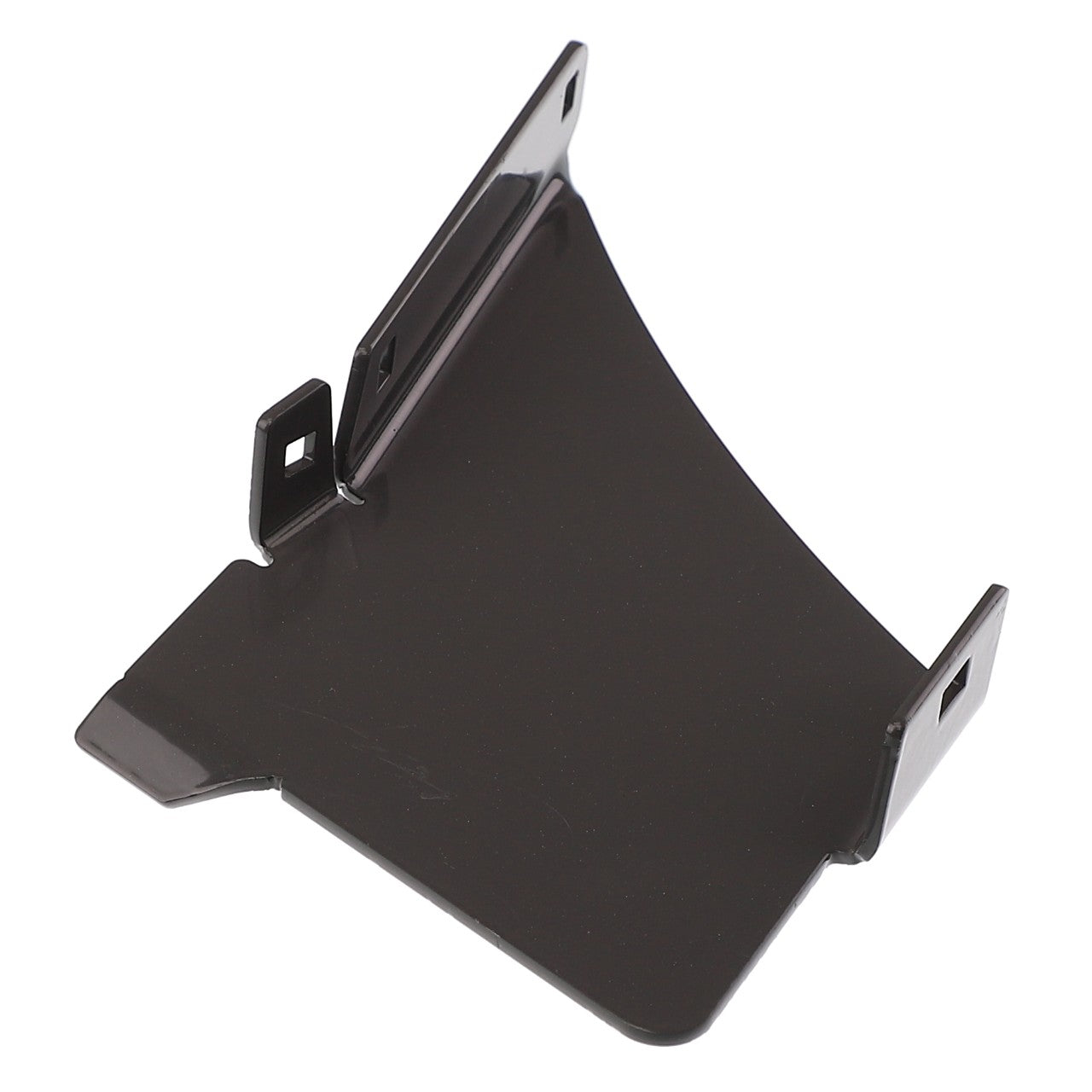 The AGCO | Right Hand Deflector - Acx3377820, a black plastic bracket with mounting holes, is designed for use in electronic or mechanical assemblies. No current product description information is available.