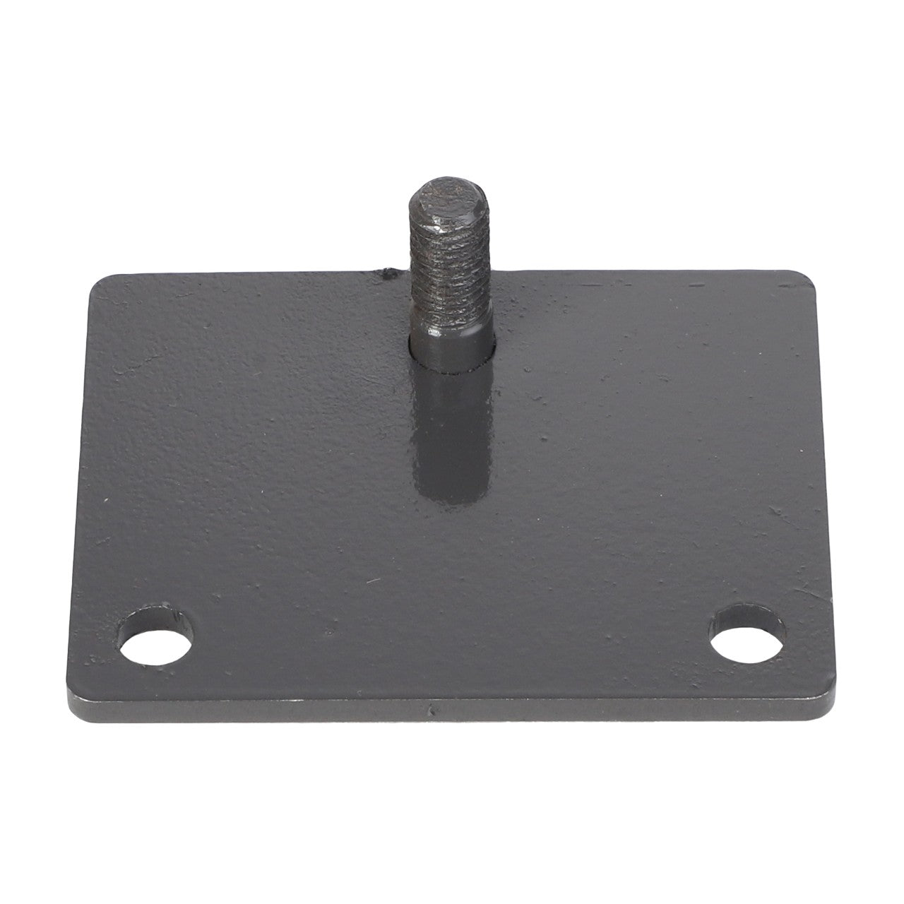 AGCO | Bracket Kit - Acx2796100: A rectangular black metal plate with two bolt holes at the bottom corners and a central threaded post extending upwards.