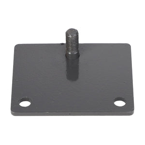 AGCO | Bracket Kit - Acx2796100: A rectangular black metal plate with two bolt holes at the bottom corners and a central threaded post extending upwards.