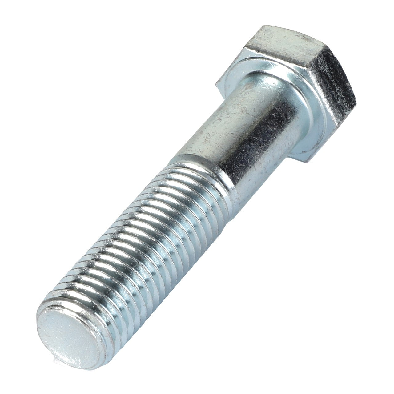 A close-up image of the AGCO | HEXAGONAL HEAD BOLT - AG561131, featuring a metallic hex head and threaded shaft against a white background.