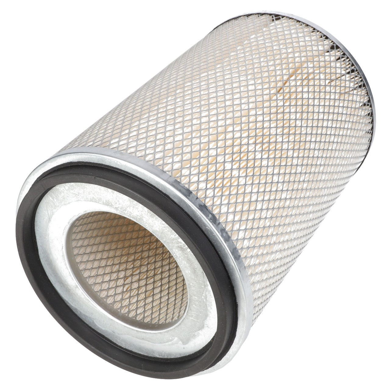 The AGCO | AIR FILTER ELEMENT - AG609375 is a cylindrical air filter featuring a metal mesh exterior and rubber seals at both ends. It is specifically designed for use in engines or HVAC systems to ensure efficient filtration and protect your engine by removing particles from the air.