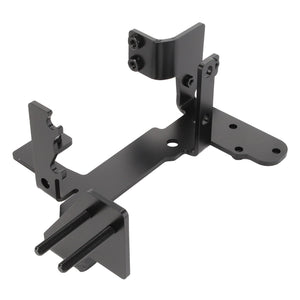 The AGCO | Bracket - Acw388641A, a black metal mounting bracket by AGCO, features multiple attachment points and screws designed for effectively securing various hardware components.