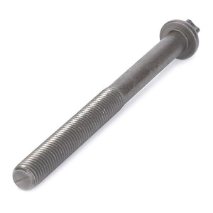 A metal bolt with a partially threaded shaft and a hexagonal head, resembling the precision of the AGCO Hex Socket Screw - F934201210490, measuring 185mm in length.