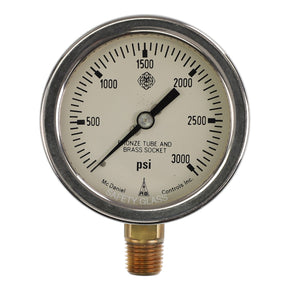 The AGCO | GAUGE - AG516846, a round analog pressure gauge under the AGCO brand, displays measurements in psi with a scale ranging from 0 to 3000 psi. The needle is currently pointed at approximately 1000 psi.