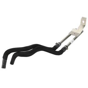 AGCO Cooling Pipes - Acw9587380 in black and silver, featuring two flexible hoses and a durable metal bracket.