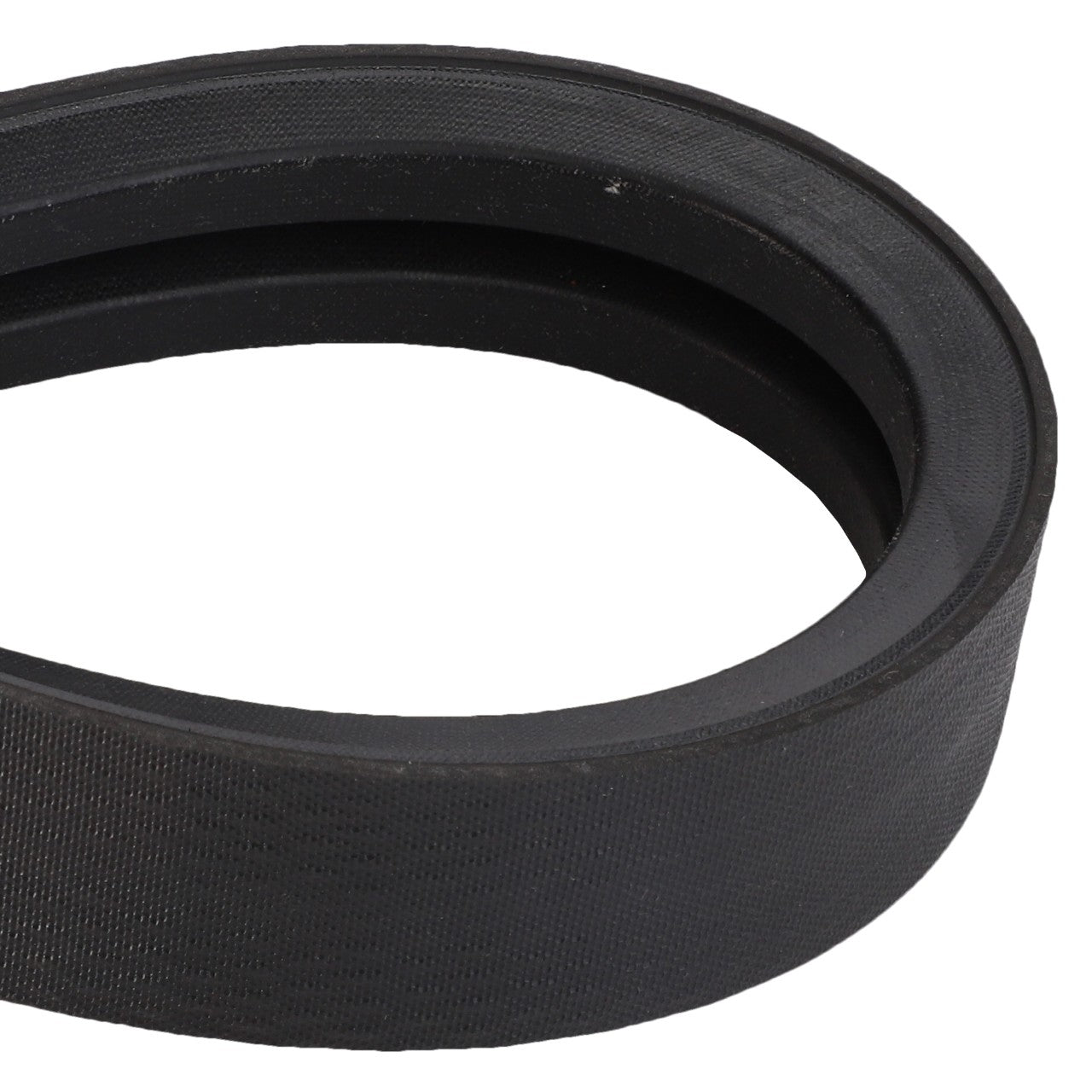 The AGCO | BELT - D41979100 is a black rubber V-belt with a textured surface, commonly used in machinery for transferring power between rotating shafts. No current product description information available.