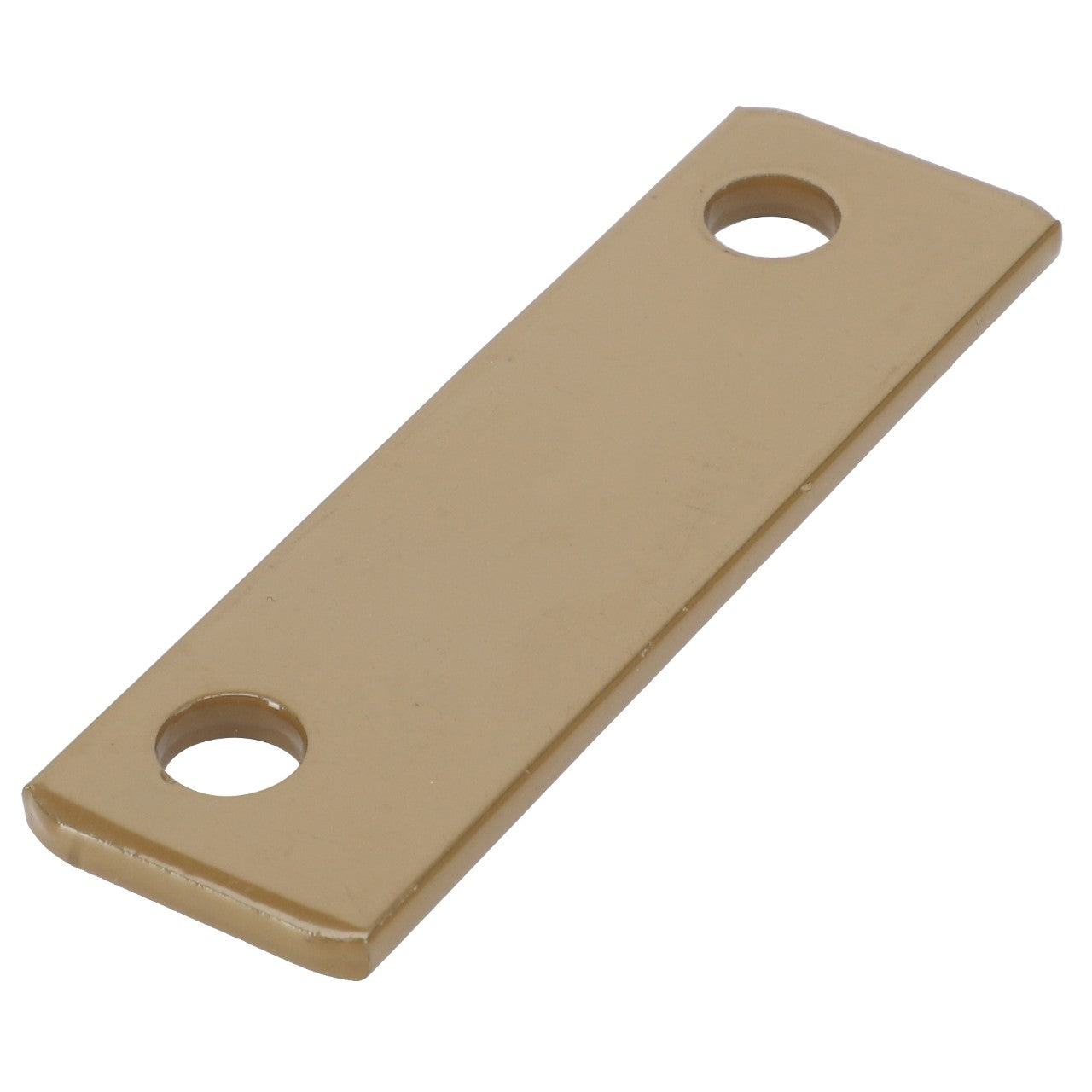 The AGCO Shim - Acw0634820 is a rectangular tan metal plate featuring two holes near its ends.