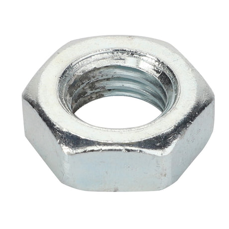 The AGCO | Nut - La10717421 is a metallic hexagonal nut with internal threading, typically used alongside a bolt to securely fasten components together.