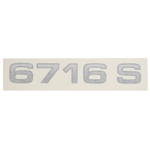 Gray adhesive numbers and letter "6716 S" displayed on a white background, part of the AGCO Decal (Acw0255180). No current product information available.