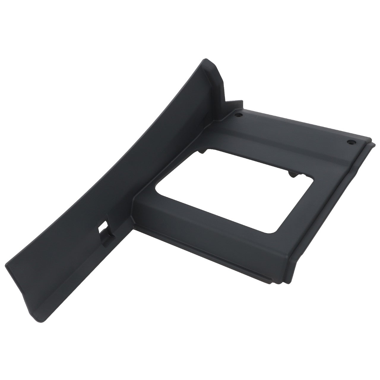 Introducing the AGCO Front Panel - Acw1234350, a rectangular plastic bracket featuring a raised edge and a central square cutout, specifically designed for mounting or structural support.