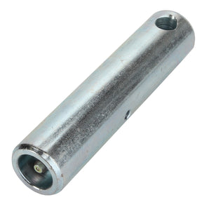 The product detailed here is a cylindrical metal pin with a small hole at one end and a larger, threaded opening on the side; however, no current product description information is available for AGCO | PIN - AL1116428 from AGCO.