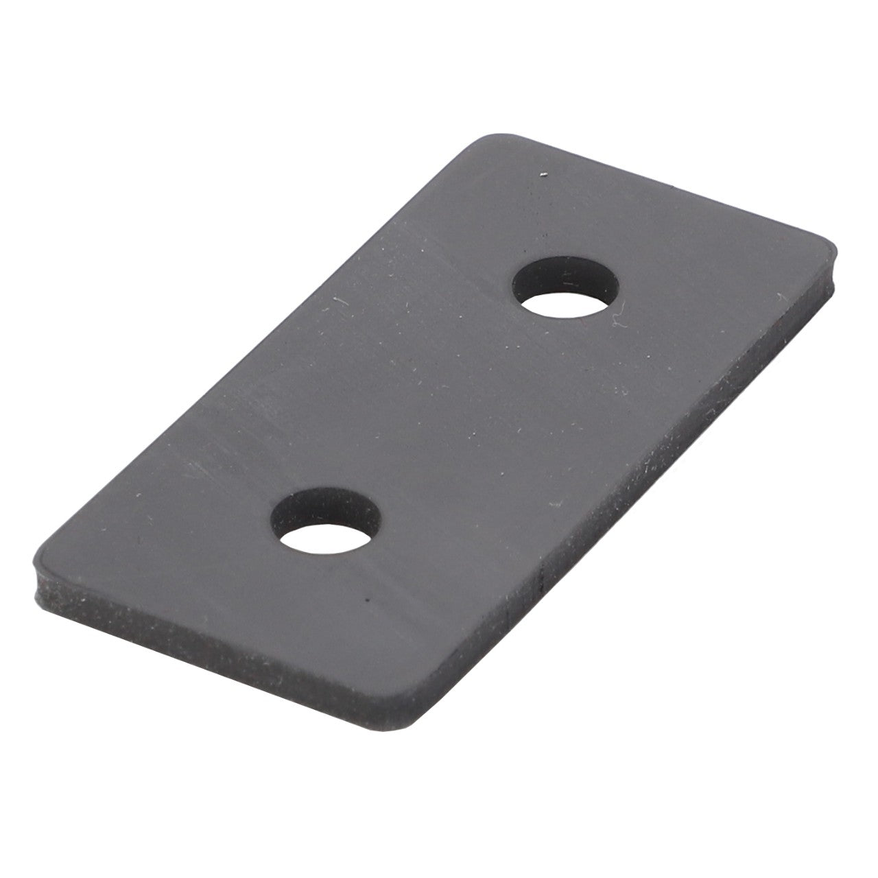 Rectangular black metal AGCO fastening piece for a roof hatch, featuring two circular holes, compatible with various Fendt models from the FAVORIT and FARMER series (Product Name: 281507230540).