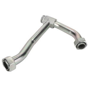 AGCO's Tube - Acx2485960: A metal pipe featuring two bends and hexagonal fittings on both ends.