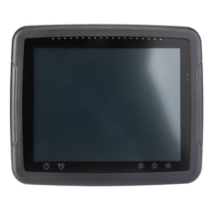 The AGCO | CONTROL CONSOLE - ACZ000000C, manufactured by AGCO, is a black, rectangular electronic device equipped with a screen—potentially a touch screen monitor—and several function buttons positioned along the bottom edge. Further product description information is not available at this time.