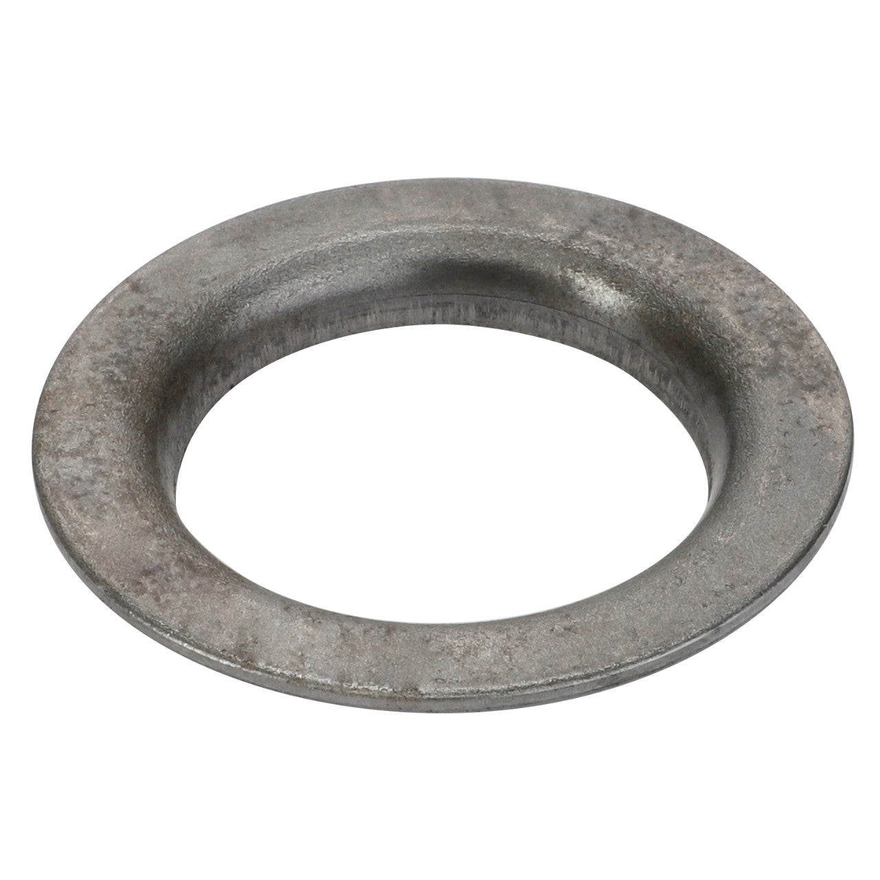 The AGCO DISC - 0.007.6115.0 is a metal washer from the AGCO brand, featuring a beveled edge and a circular hole in the center. Its surface appears slightly weathered. Currently, no detailed description has been provided; please contact support for any questions.