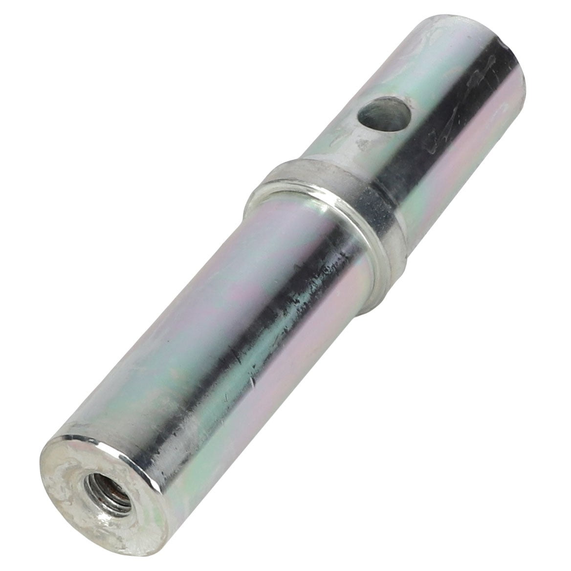 The AGCO Beater Shaft (model ACW3751640) is a cylindrical metal rod featuring a threaded hole on one end and a smooth hole on the side. Further product description information is currently unavailable.