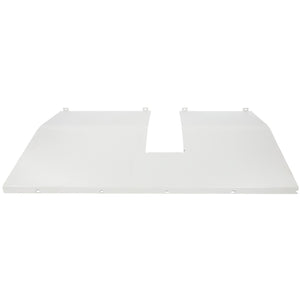 Flat, rectangular white AGCO WEARPLATE (D28285812) with a central cutout and four small tabs protruding from the top and bottom edges.