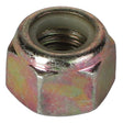 Close-up image of the AGCO Nut - Va022413, a metallic hex nut featuring internal threading and a nylon insert. No current product description available.