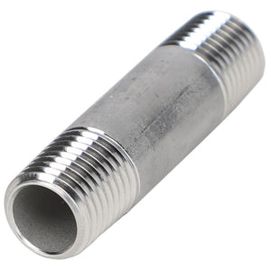 Image of the AGCO | NIPPLE - AG707388, a metallic pipe nipple with threaded ends, typically used to connect two other fittings in plumbing systems. No current product description information is available at this time.