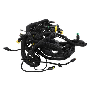 The AGCO Harness - Acw061250F is a coiled black automotive wiring harness that features multiple connectors and plugs for seamless integration.