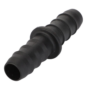 A black, ribbed plastic hose connector fitting with barbed ends on both sides, known as the AGCO Fitting - Acp0669620.