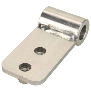 An AGCO Hinge - Acw8491220, a silver metal bracket featuring two screw holes and a cylindrical hinge attachment, shows weld marks near the hinge area. No further product description information is available at this time.