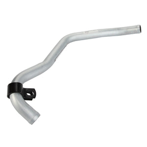 A metallic L-shaped AGCO Breather Line (Acp0408090) with a curved bend and a sleek black mounting bracket attached.