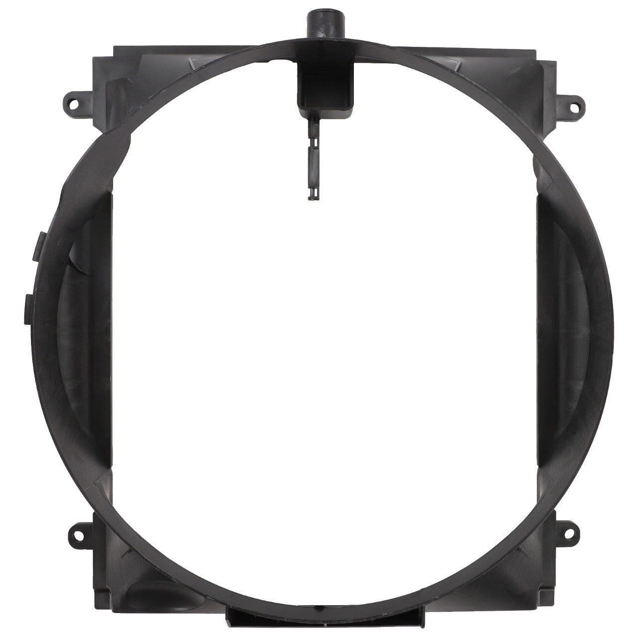 The AGCO Fan Shroud - Acw908558C, a black circular plastic automotive fan shroud with mounting points at each corner, currently has no product description available.