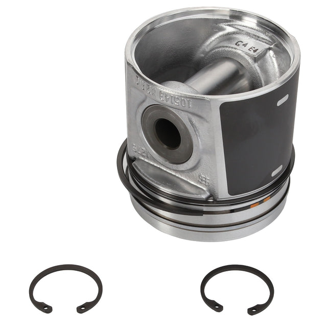 The AGCO Piston - ACP0363600 is a high-quality metal piston featuring two circular clips, designed to enhance engine performance. Built using superior materials, AGCO ensures durability and reliability in every application with this outstanding component.