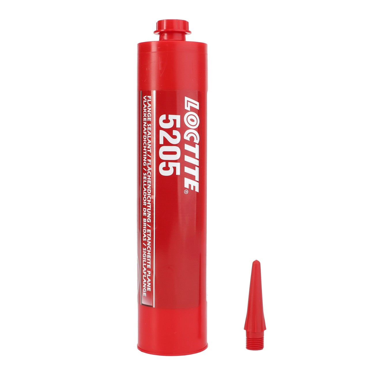 Red tube labeled "AGCO | Adhesive - La2992504" with sealant nozzle next to it, designed for sealing applications.