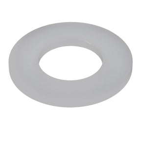 A white, smooth, ring-shaped object with a central hole, identified as the AGCO | WASHER - D28430197 by the brand AGCO, is set against a clean, white background.